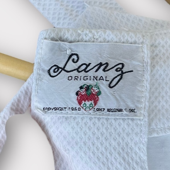 Vintage 60s Lanz White Floral Eyelet High Waisted Sheath‎ Sundress - Picture 6 of 7